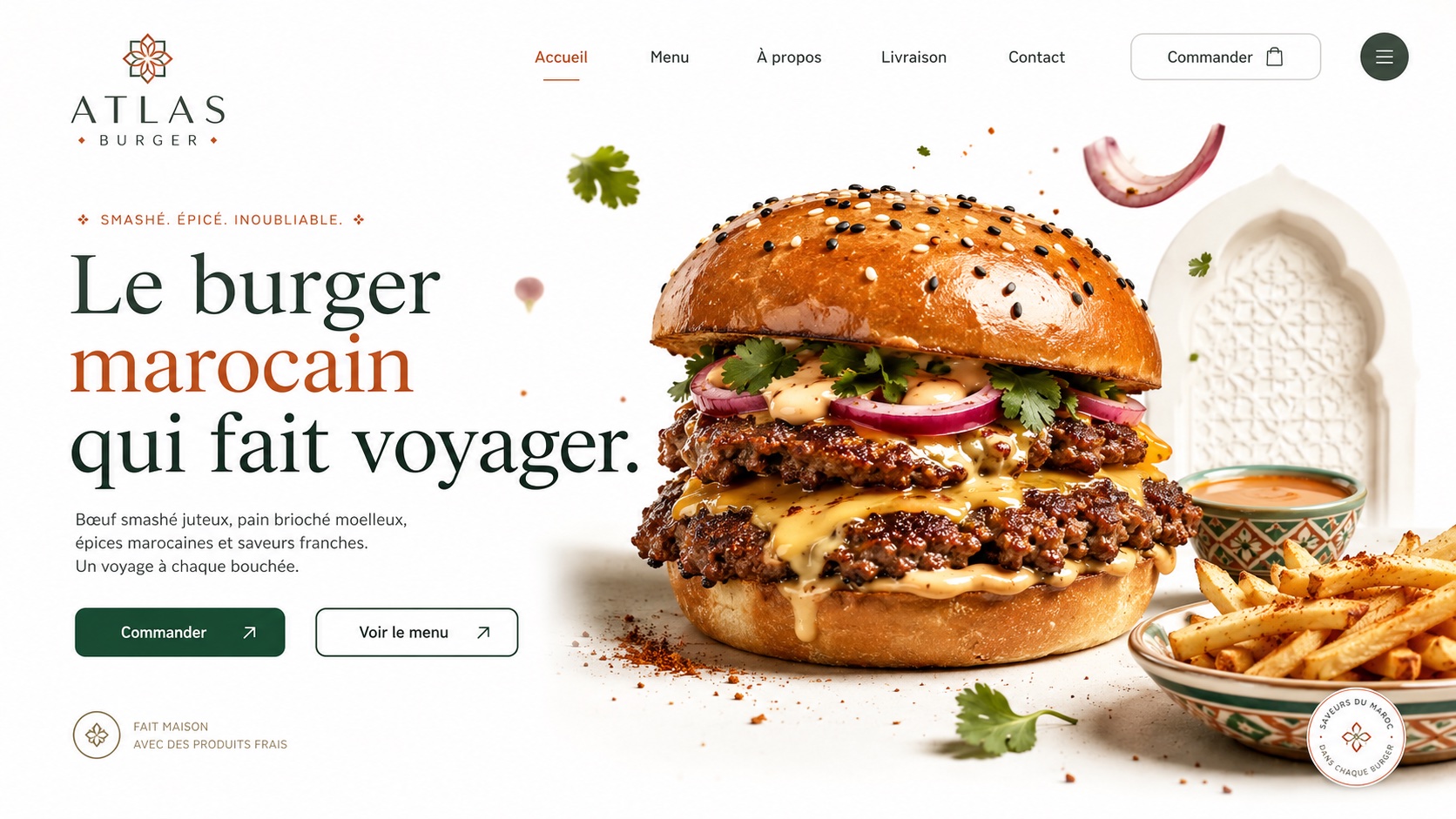 Aperçu du site Atlas Burger, concept de restauration
