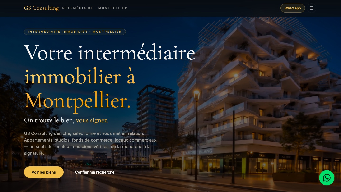 Aperçu du site GS Consulting, immobilier premium